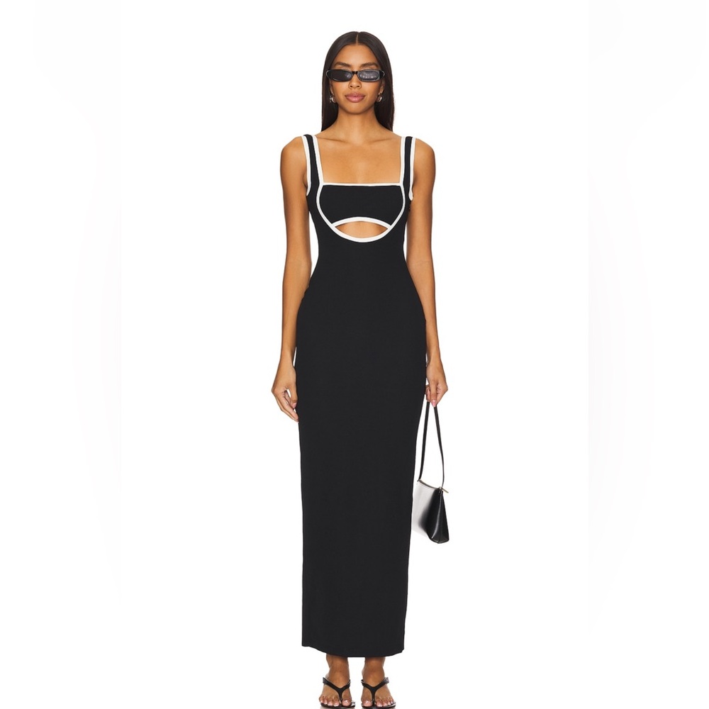 REVOLVE Black Bodycon Dress Square Neck Sleeveless